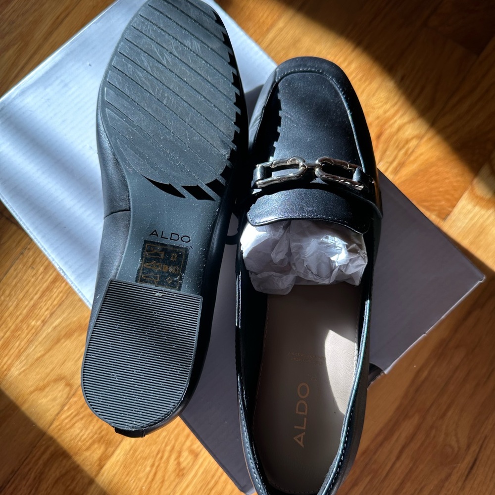 Aldo Black Loafers with Horsebit Detail
